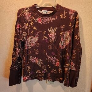 Sundance Brown Floral Thermal Top XXL EUC